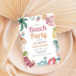 Summer Beach 16 . Geburtstag Einladung<br><div class="desc">Mit diesem coolen und schicken Party mit sommerlichen Wasserfarben-Elementen werfen Sie ein Strandfest für den 16. Geburtstag Ihrer Tochter.</div>