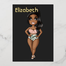 Summer Beach African American Birthday Foil Invit Folieneinladung