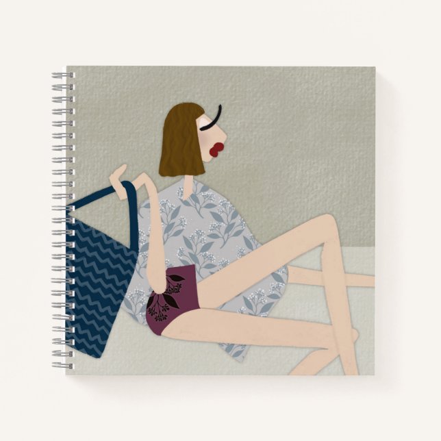 Summer Beach Babe Fashion Illustration Notizbuch (Vorderseite)