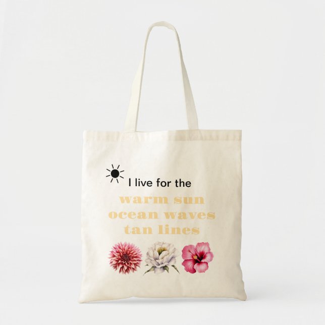 Summer Beach Bag with Flowers and Sun Tragetasche (Vorne)