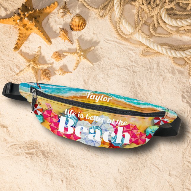 Summer Beach Bauchtasche (Life is better at the Beach summer fanny pack personalized with your name.)
