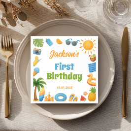 Summer Beach Birthday Party Napkins Serviette