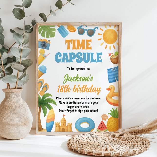 Summer Beach Birthday Party Time Kapselunterschrif Poster (Von Creator hochgeladen)