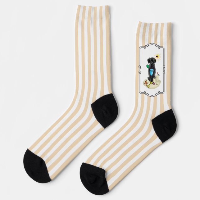 Summer Beach Black Lab Labrador Retriever Niedlich Socken (Linkes Detail)