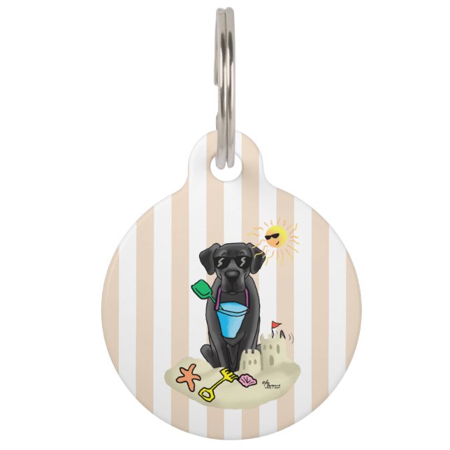 Summer Beach Black Labrador Retriever - Niedlicher Haustiermarke (Vorderseite)