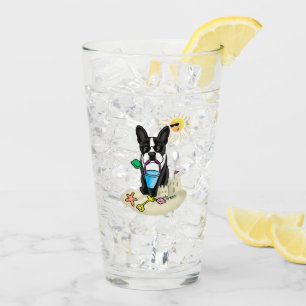 Summer Beach Boston Terrier Dog (schwarz) Niedlich Glas