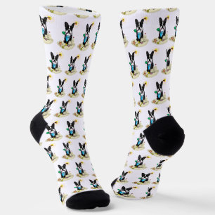 Summer Beach Boston Terrier (schwarz) - Niedlicher Socken