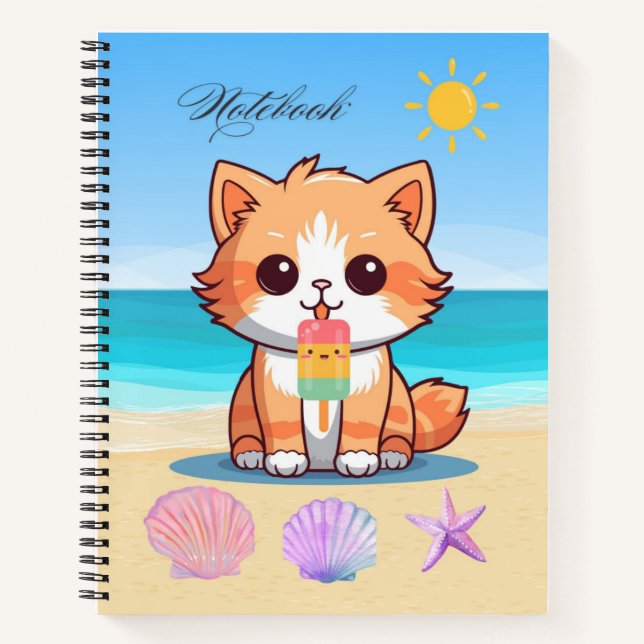 Summer Beach Cat Notizbuch (Vorderseite)