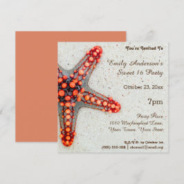 Summer Beach Coral Starfish Sweet 16 Geburtstag Einladung
