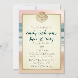 Summer Beach Cream Seashell Pink Sunset Sweet 16 Einladung