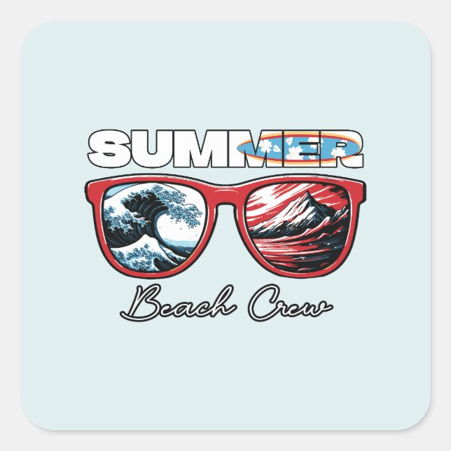 Summer Beach Crew - Summer Vibes Quadratischer Aufkleber (Vorderseite)