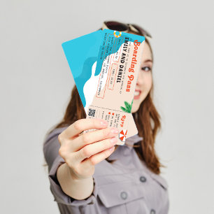 Summer Beach Destination Boarding Pass Hochzeit Einladung