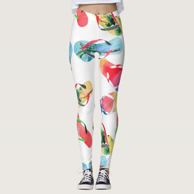 Summer Beach Flip Flops Muster Leggings (Vorderseite)