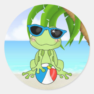 Summer Beach Frosch Cartoon Aufkleber