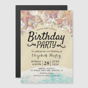 Summer Beach Geburtstagsparty Starfish Muscheln Magneteinladung