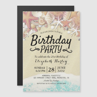 Summer Beach Geburtstagsparty Starfish Muscheln Magneteinladung