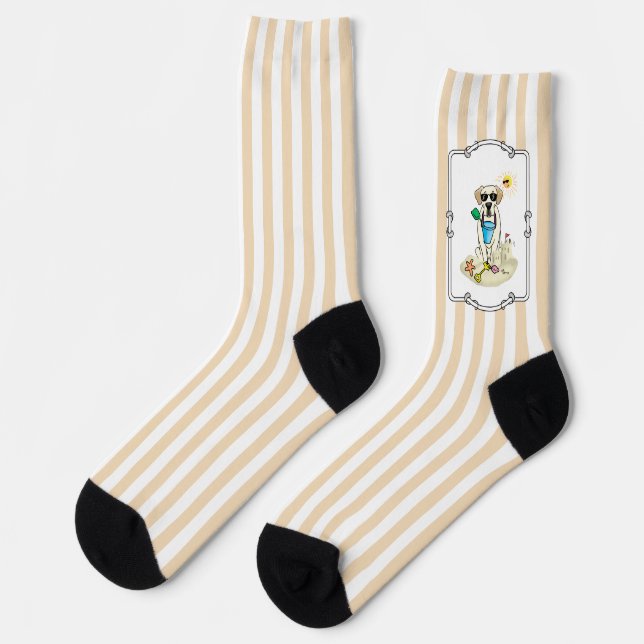 Summer Beach Gelbe Labrador Labrador Retriever Dog Socken (Linkes Detail)