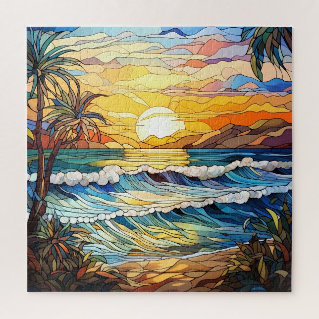 Summer Beach gestresstes Glass-Puzzle Puzzle (Vertikal)