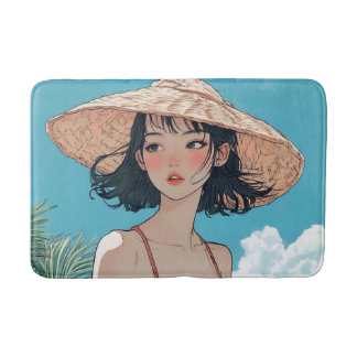 Summer Beach Girl Anime Bath Mat Badematte