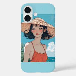 Summer Beach Girl Anime iPhone 16 Fall Hülle