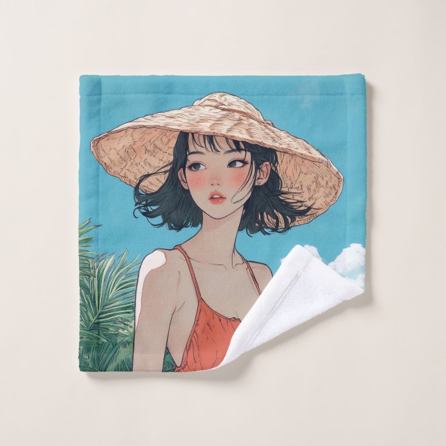 Summer Beach Girl Anime Wash Tuch (Waschlappen)
