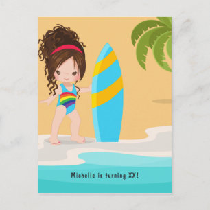 Summer Beach Girl Geburtstagsparty Einladung Postkarte