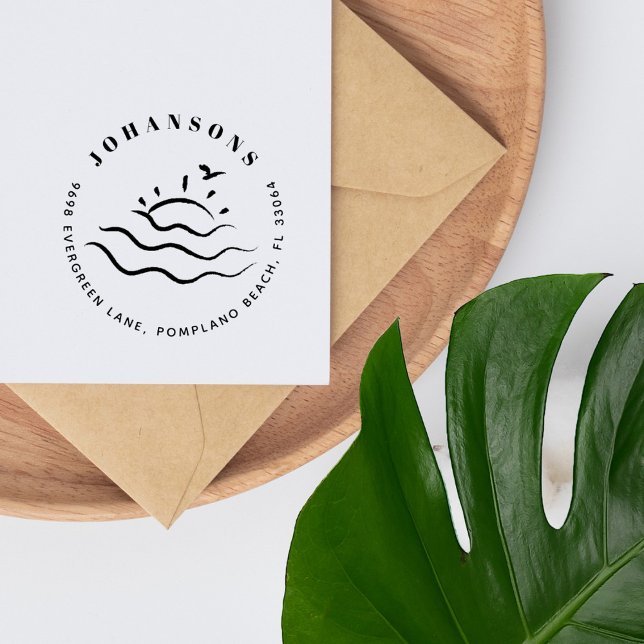 Summer Beach handgezeichnet Rücksendeadresse Permastempel (Von Creator hochgeladen)