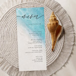 Summer Beach Hochzeit in Urlaubsort Menu Cards Menükarte<br><div class="desc">Summer Elegante Coastal Beach Wedding Menu Cards Minimalistische Wedding Menu Cards | Moderne Speisekarte,  Abendmenü für Hochzeiten,  rustikales Buffet zum Hochzeitsessen und Getränkekarte,  einfache kalligraphische rustikale Hochzeitsmenüs,  rustikales Hochzeitsmenü,  Menü für Hochzeitstische</div>