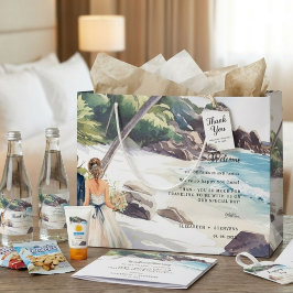 Summer Beach Hochzeit in Urlaubsort Willkommen Große Geschenktüte