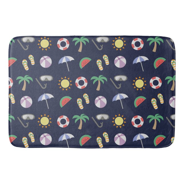 Summer Beach Holiday Blue Muster Badematte (Vorderseite)