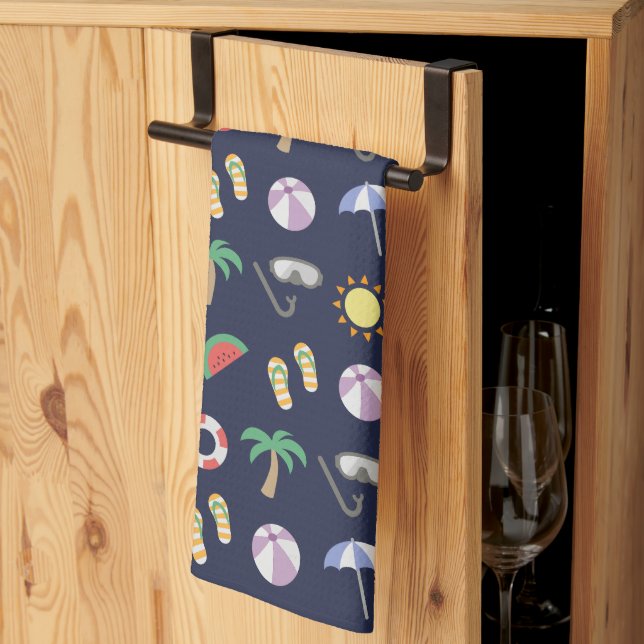 Summer Beach Holiday Blue Muster Geschirrtuch (Drittel gefaltet)