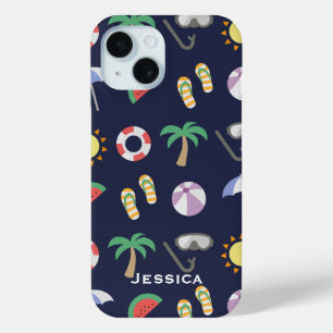 Summer Beach Holiday Blue Muster Personalisiert Case-Mate iPhone Hülle