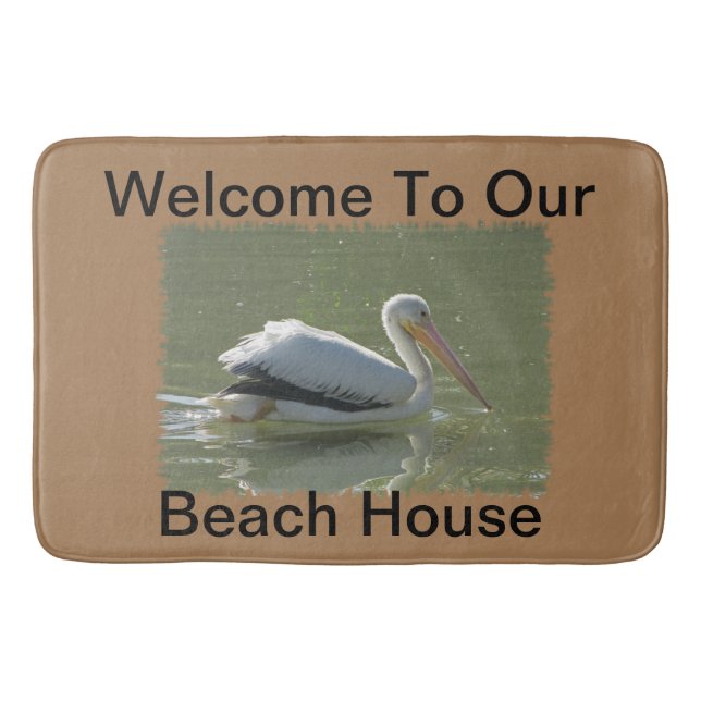 Summer Beach House Coastal Pelican Guest Welcome Badematte (Vorderseite)