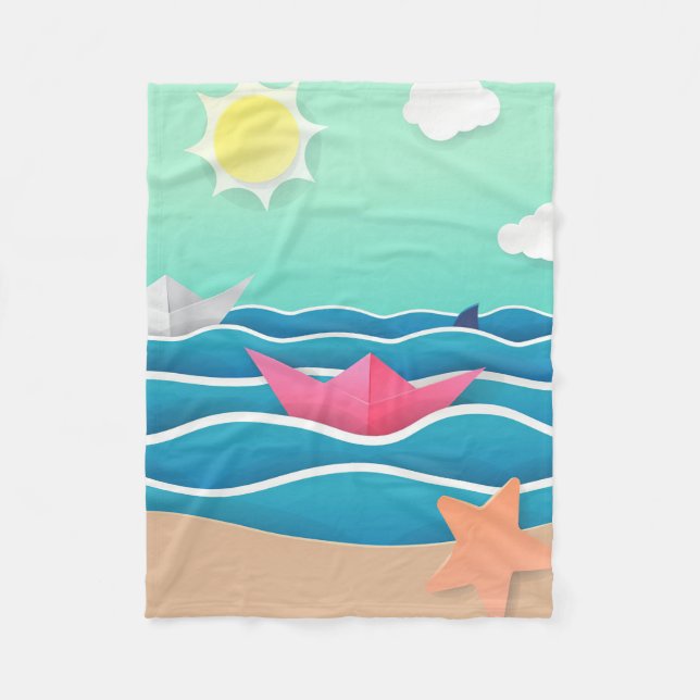 Summer Beach Landschaft Fleecedecke (Vorderseite)