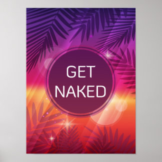 Summer Beach Night Palm Naked Poster
