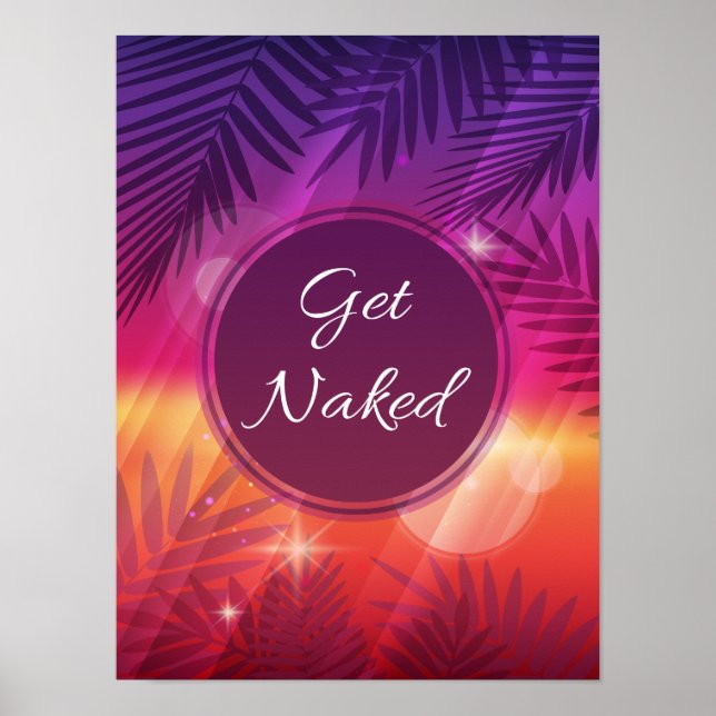 Summer Beach Night Palm Naked Poster (Vorne)