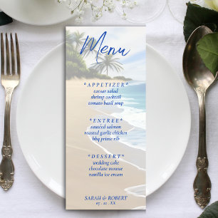 Summer Beach Ocean Resort Hochzeitsempfang Menükarte