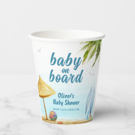Summer Beach Ocean Surfboard Babydusche Pappbecher