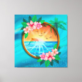 Summer Beach Ocean Vögel fliegen in Himmel und wur Leinwanddruck