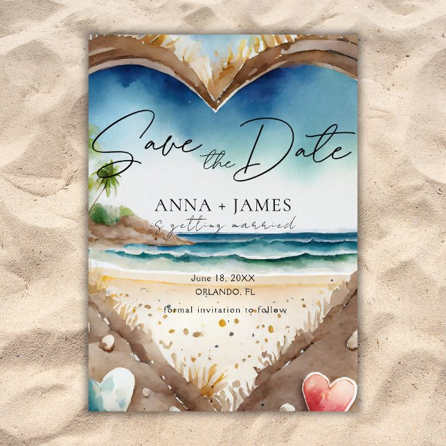 Summer Beach Ocean Wasserfarbe Save the Date Einladung (Von Creator hochgeladen)