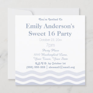 Summer Beach Ombre Blue Waves Sweet 16 Geburtstag Einladung
