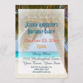 Summer Beach Palm Tree Tropical Geburtstag Einladung