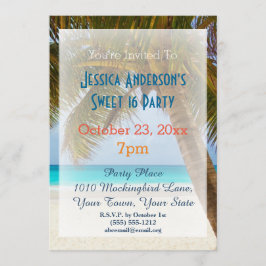 Summer Beach Palm Tree Tropical Sweet 16 Geburtsta Einladung