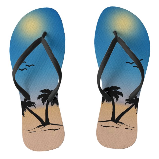 Summer Beach Palm Trees Flip Flops (Fußbett)