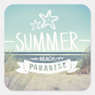 Summer Beach Paradise Quadratischer Aufkleber