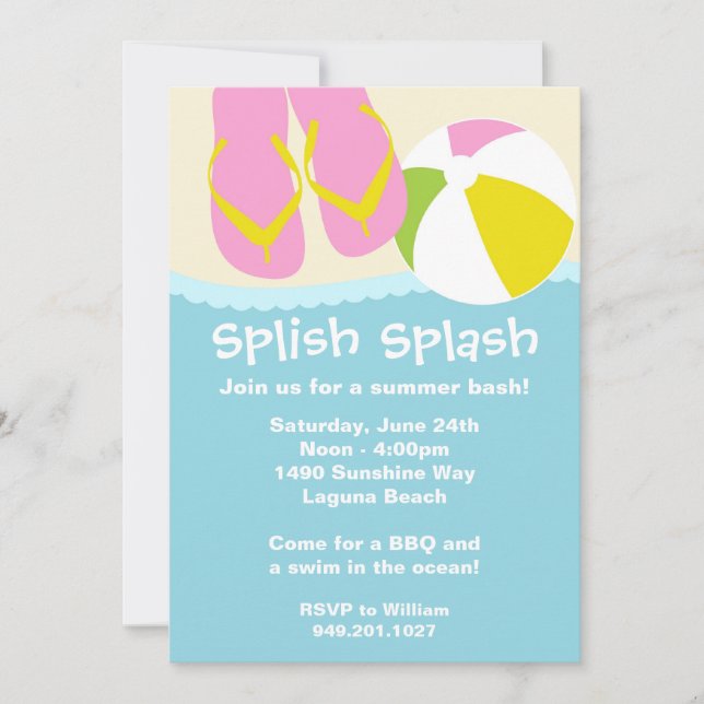 Summer Beach Party Einladung (Vorderseite)