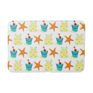 Summer Beach Party Sandcastle Starfish Pail Shovel Badematte