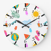 Summer Beach Pattern Wall Clock