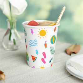 Summer Beach Patterns Paper Cups Pappbecher
