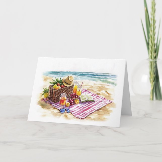 Summer Beach Picnic Watercolor Illustration - Vibr (Vorderseite)